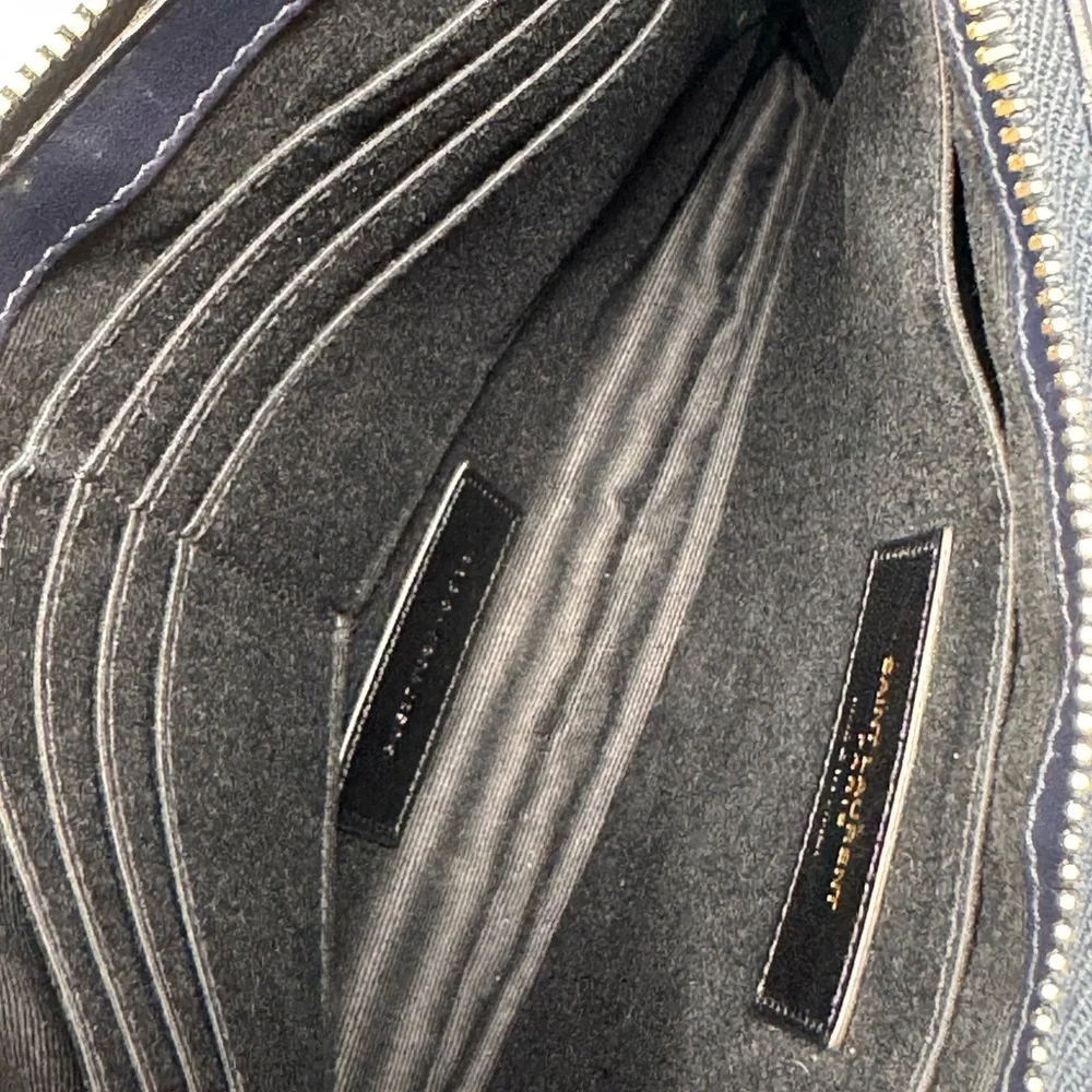 💯Authentic YSL Navy Blue Cassandra Chevron  Wristlet - Picture 10 of 12
